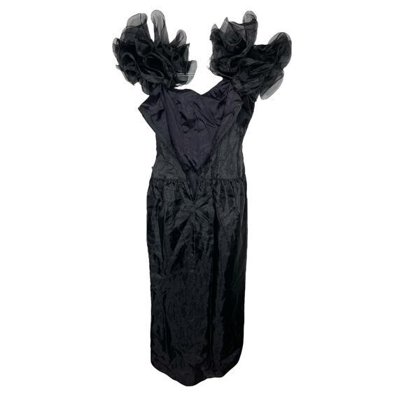 ILGWU Womens Gown Formal Dress Black Beauganza Ruffle Vintage Size 8 Made In USA - Picture 3 of 7